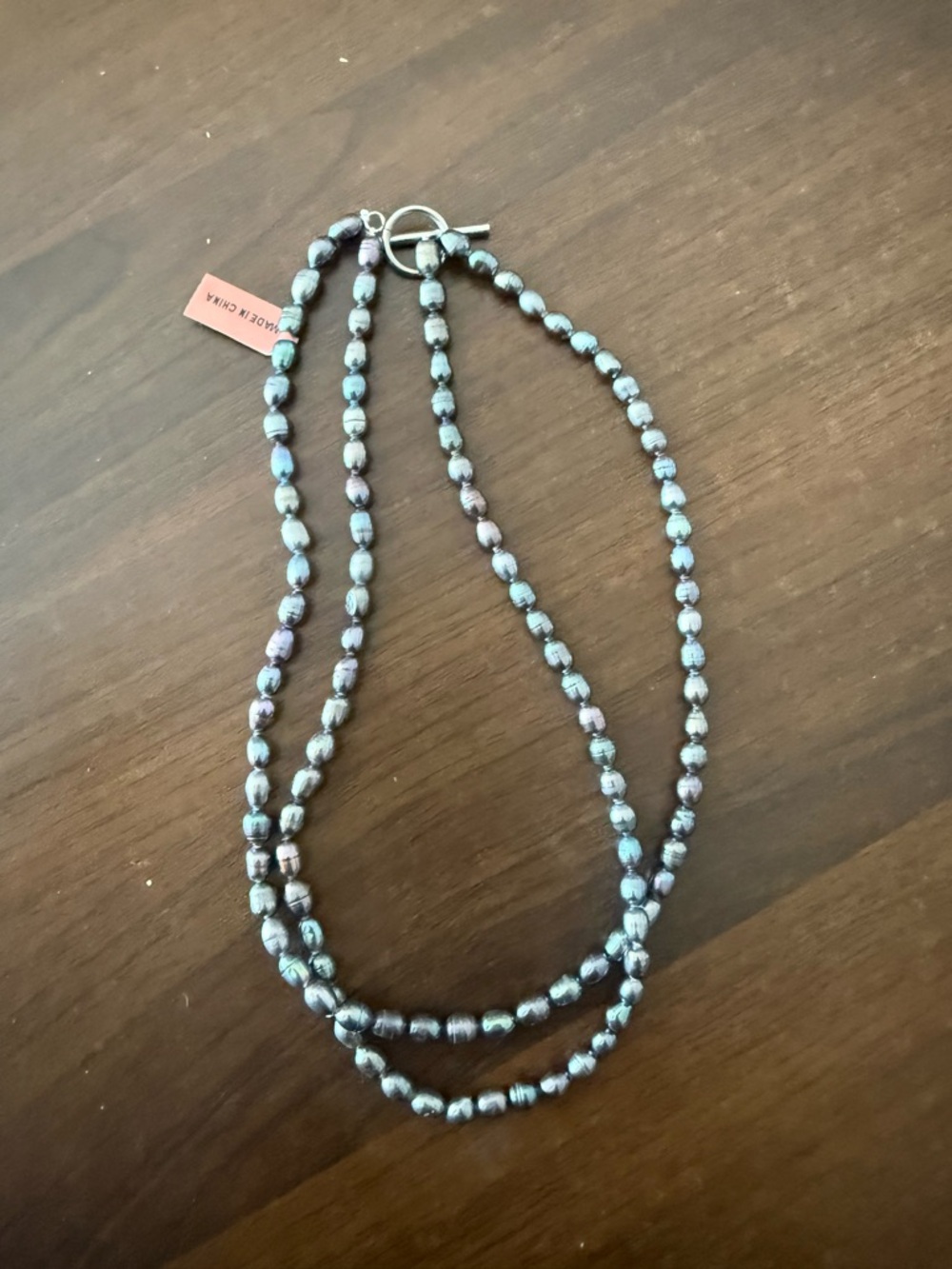 Iridescent Blue Multi-Strand Pearl Necklace